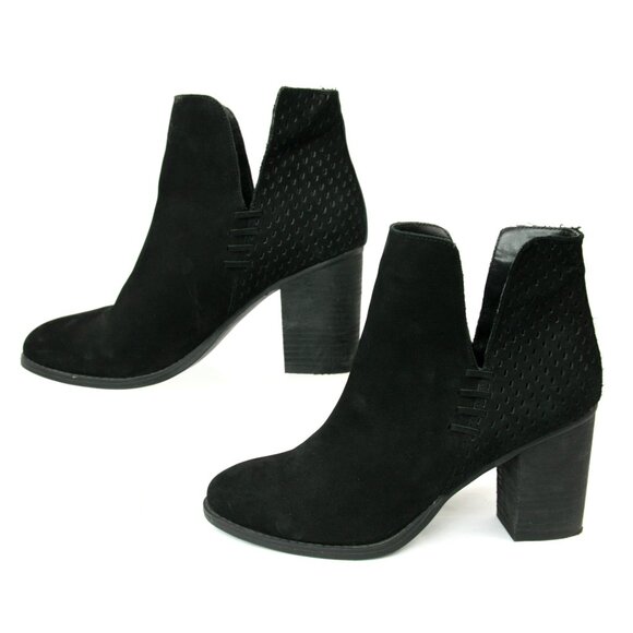 Steve Madden Lorena Leather Suede Slip In Ankle Boots Booties Heels 8.5 - Picture 3 of 8